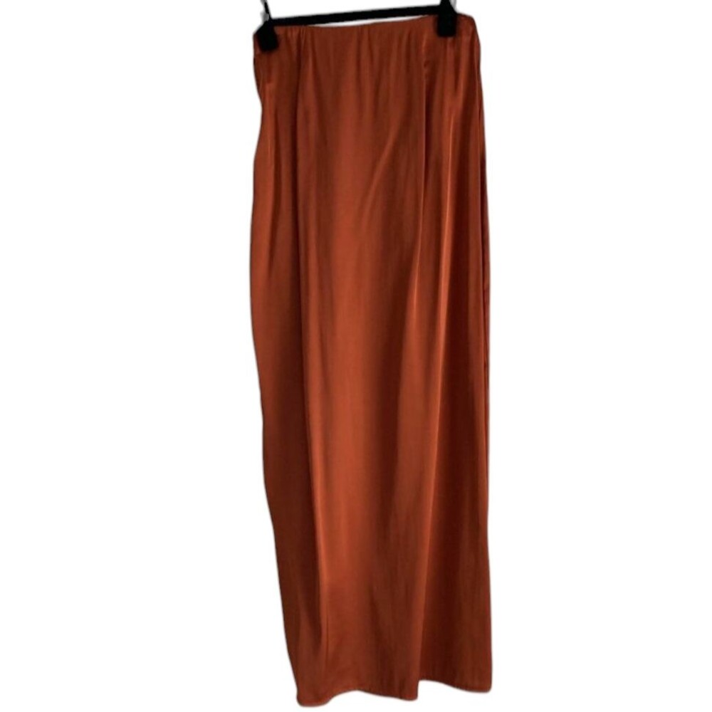 Abercrombie & Fitch Satin Midaxi Skirt Rust Brown Paprika Size M - Picture 9 of 9